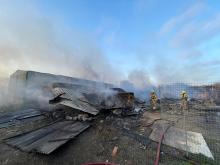 collapsed building damaged by fire