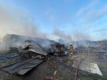 collapsed building damaged by fire