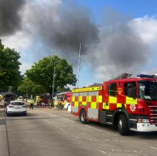 Firefighters at the scene of an industrial unit fire in Progress Road, Eastwood