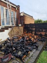 The remains of a fire pit