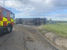 Firefighters working to clean 300 litres of diesel on the A130