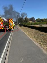 Fire engine parked in the road
