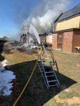 The fire being tackled.