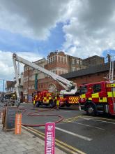 Firefighters on the scene of the fire in London Road, Westcliff