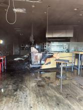A fire in a pizza takeaway restaurant
