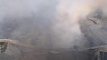 The scene this morning from the aerial ladder platform
