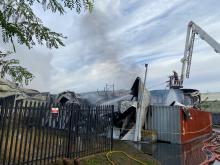 The aerial ladder platform working at the scene