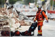 Terry Jewell in Christchurch, New Zealand 2011 following devastating earthquake