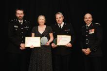 Deputy Chief Constable Andy Prophet with Samantha and David Bridge and Chief Fire Officer Rick Hylton