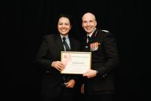 Firefighter Keegan Johnson with Chief Fire Officer Rick Hylton