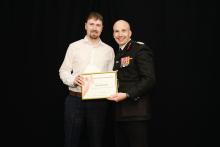 Firefighter Sam Hogwood with Chief Fire Officer Rick Hylton