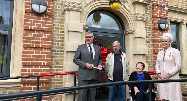 Roger Hirst, Police, Fire and Crime Commissioner for Essex, retired firefighter Brian Jacobs, Councillor Anne Chalk and His Majesty’s Lord Lieutenant of Essex is Mrs Jennifer Tolhurst 