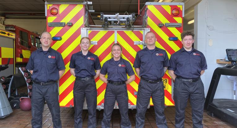 Our five new firefighters - Steve, Chloe, Ann-Marie, Joe and Clark