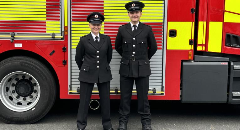 Firefighters Leanne Hollington and Evan Theobald