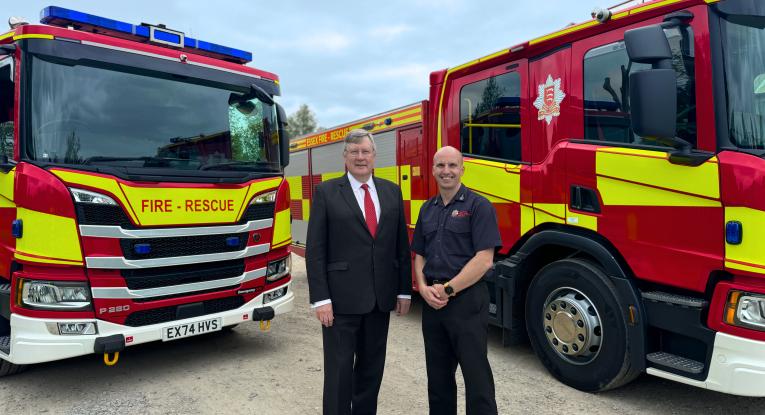 PFCC Roger Hirst and CFO Rick Hylton new fire engines