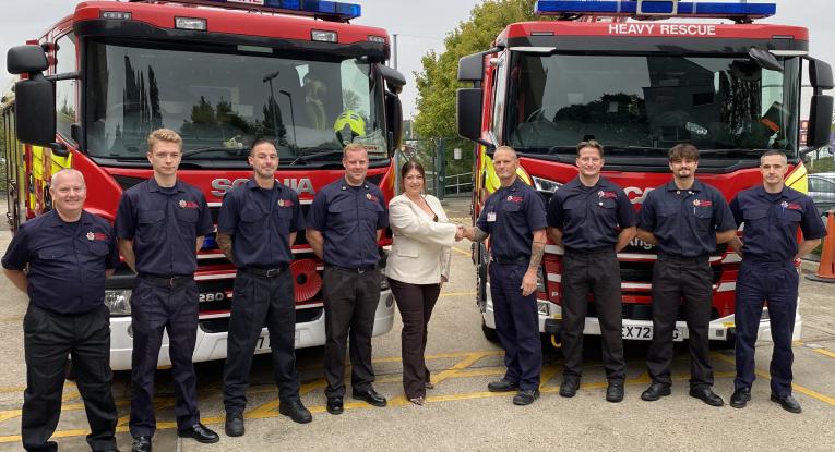 Rayleigh Weir fire station and Cllr Danielle Belton