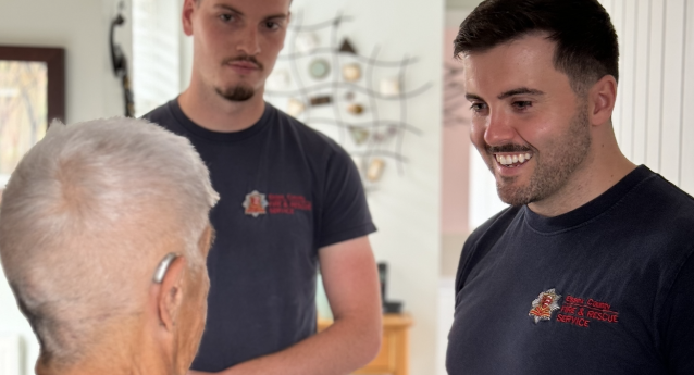 Ollie and Keaton in our prevention team at a home safety visit landcape